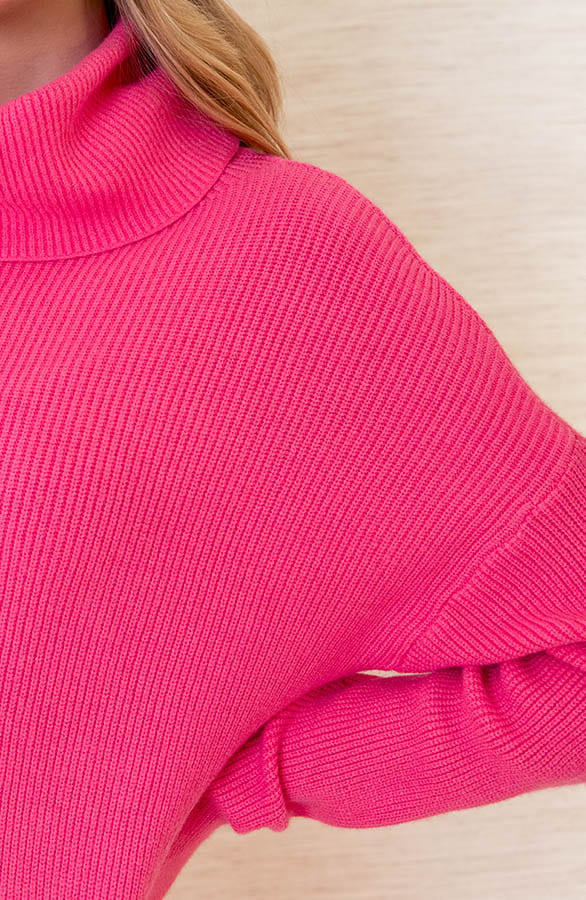 Gebreide Jurk Met Col Floor Roze – shoparchief — foto 5