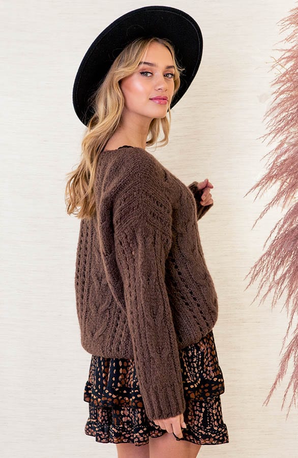 Gehaakte Trend Trui Lyvia Bruin – shoparchief — foto 4