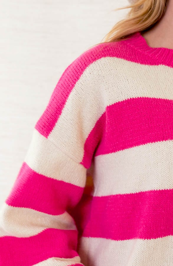 Gestreepte Trui Mylena Beige Fuchsia – shoparchief — foto 4