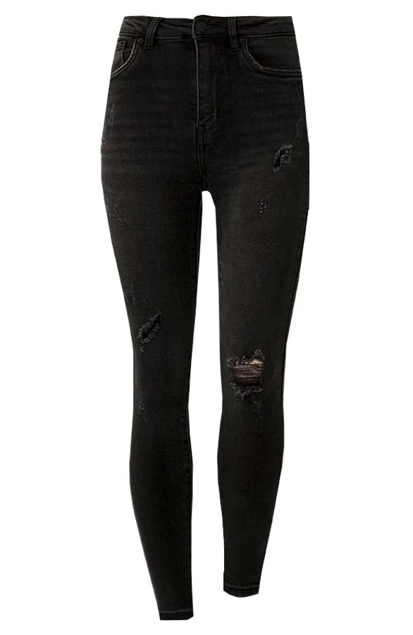 Hoge Taille Broek Damaged Izzy Grijs – shoparchief