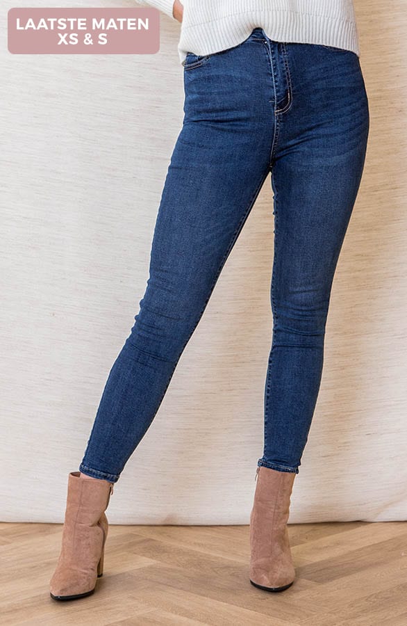 Hoge Taille Skinny Jeans Izzy Donkerblauw – shoparchief