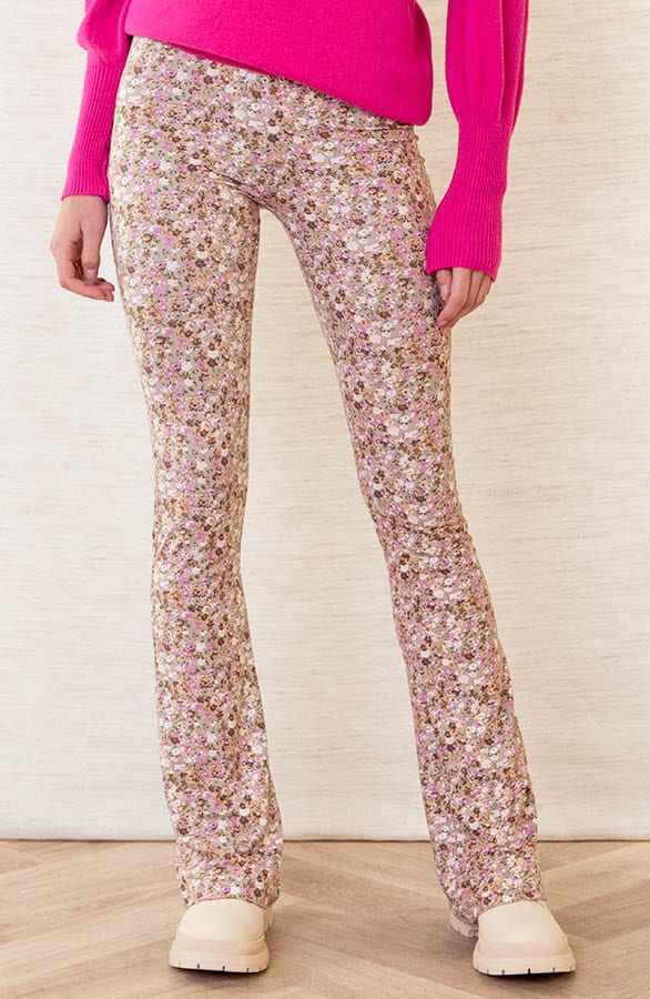 Janine Flared Broek Bloemen Beige – shoparchief