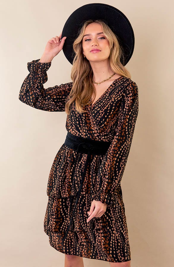 Jurk Met Stippelprint Hazel Zwart Choco – shoparchief