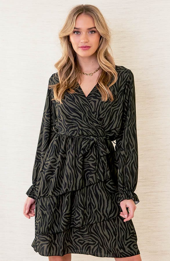 Jurk Met Zebraprint Hazel Zwart Groen – shoparchief
