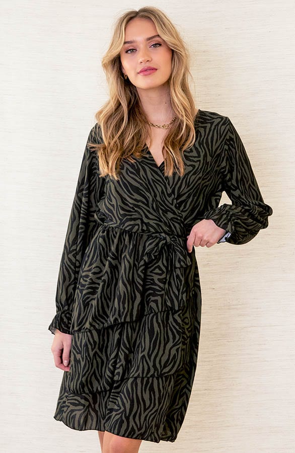 Jurk Met Zebraprint Hazel Zwart Groen – shoparchief — foto 6