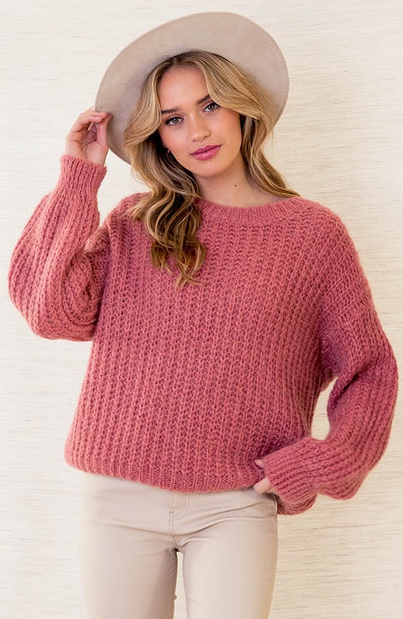 Oversized Knitted Sweater Trixy Dust Roze – shoparchief — foto 2
