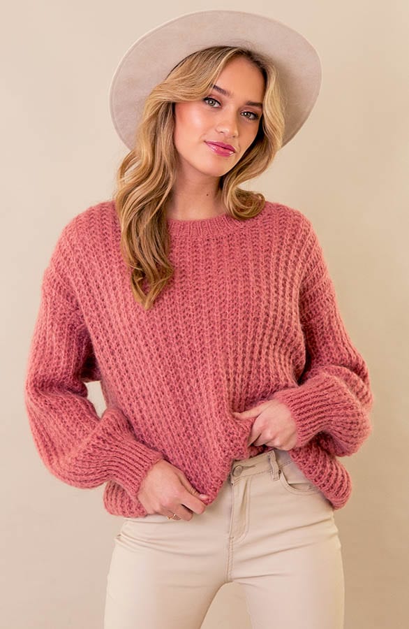 Oversized Knitted Sweater Trixy Dust Roze – shoparchief
