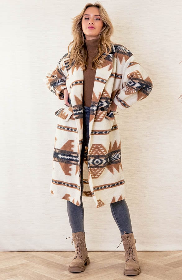 Oversized Print Jas Giulia Camel – shoparchief