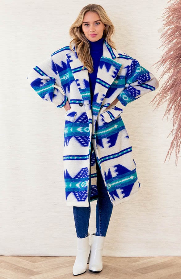 Oversized Print Jas Giulia Kobalt – shoparchief