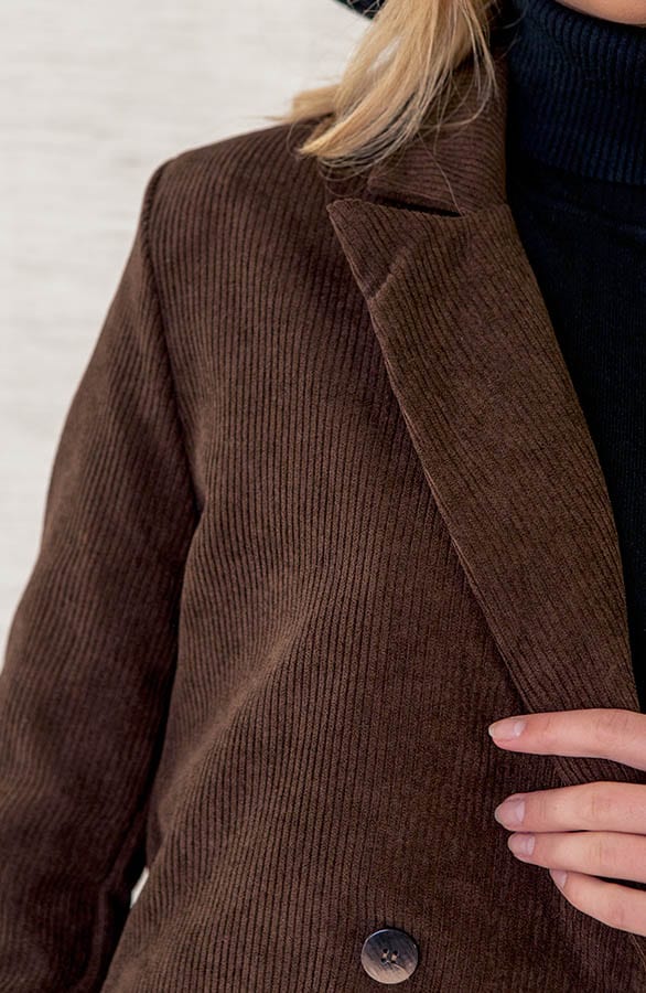 Oversized Ribstof Blazer Kelsy Bruin – shoparchief — foto 5