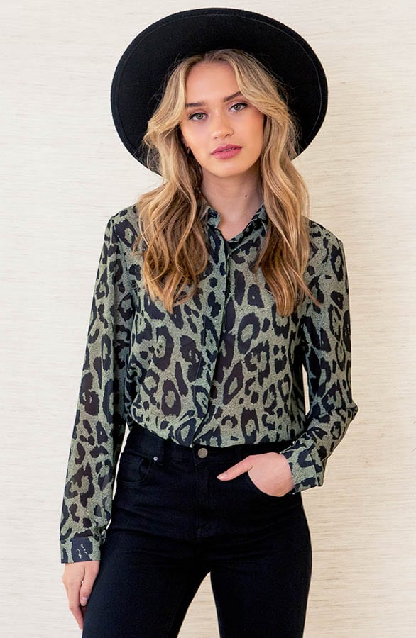 Panterprint Blouse Elisa Army – shoparchief