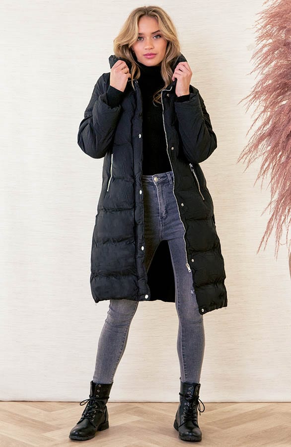 Puffer Jas Midi Jace Zwart – shoparchief