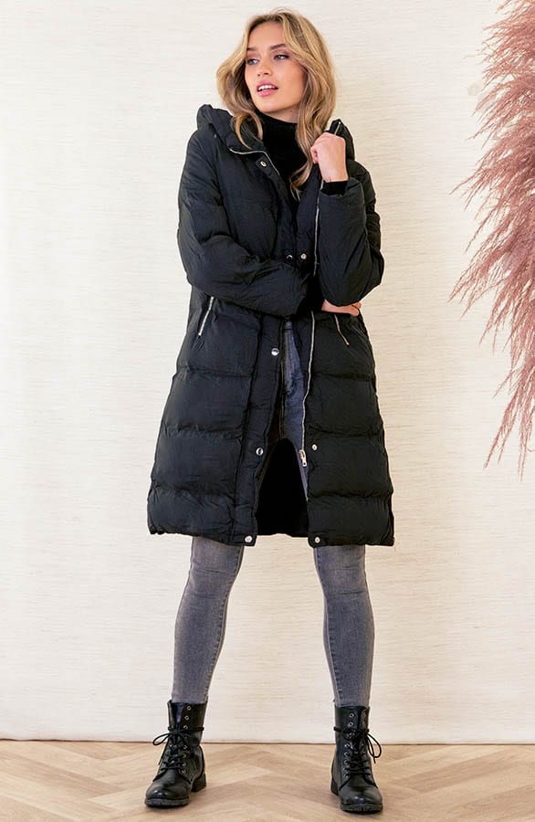 Puffer Jas Midi Jace Zwart – shoparchief — foto 3