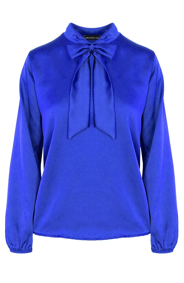 V-hals Zijden Blouse Casy Kobalt – shoparchief — foto 7