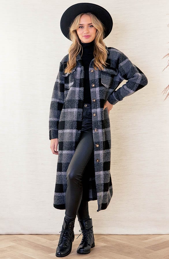 Woven Jacket Geblokt Lauren Grijs – shoparchief