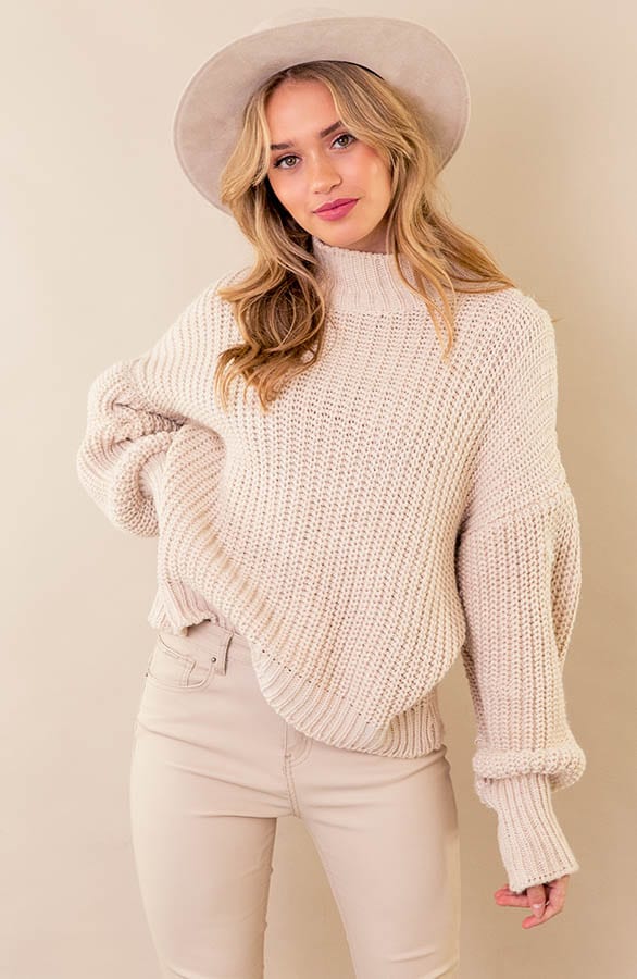 Oversized Gebreide Trui Laureen Beige – shoparchief