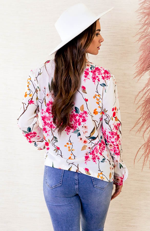 Bloemen Blouse Faye Wit Roze – shoparchief — foto 4