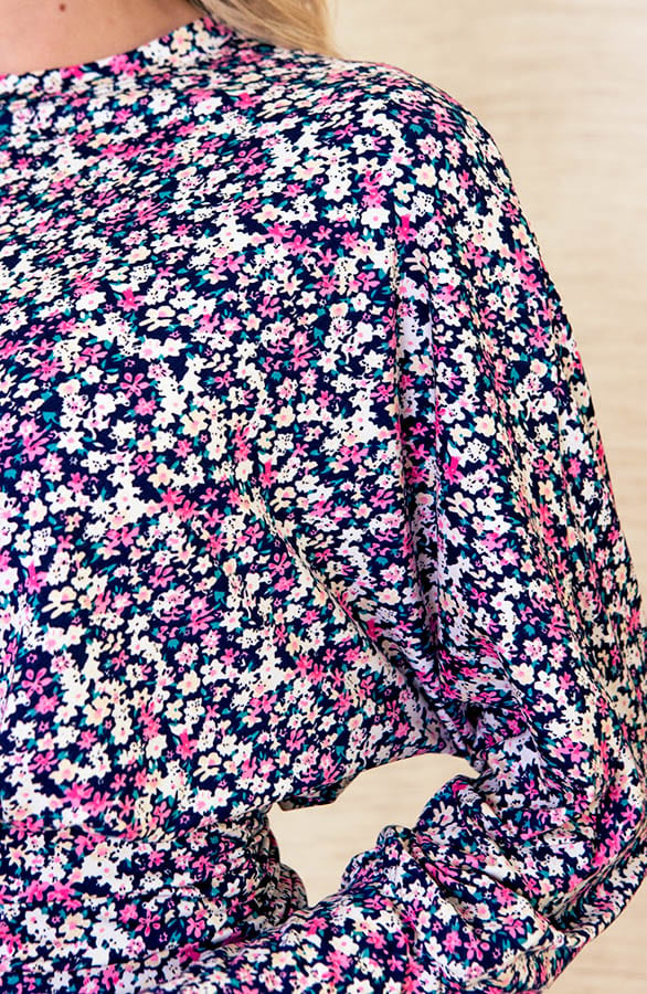 Bloemen Jurk Geplooid Kiki Fuchsia – shoparchief — foto 5