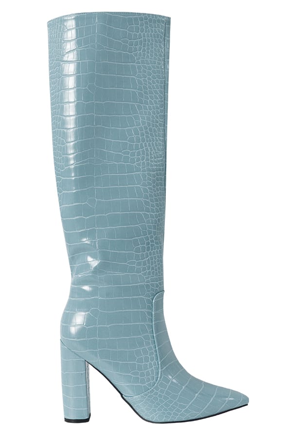 Croco Laarzen Met Hak Gisele Babyblauw – shoparchief