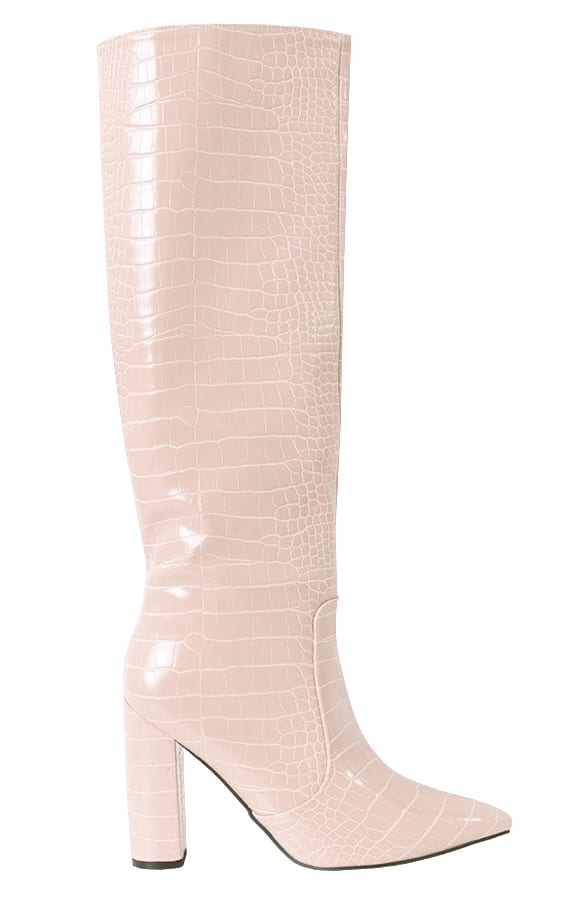 Croco Laarzen Met Hak Gisele Beige – shoparchief