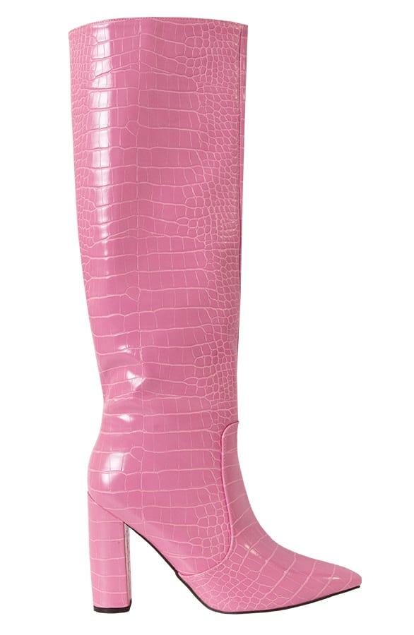 Croco Laarzen Met Hak Gisele Roze – shoparchief