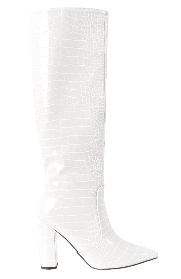 Croco Laarzen Met Hak Gisele Wit – shoparchief