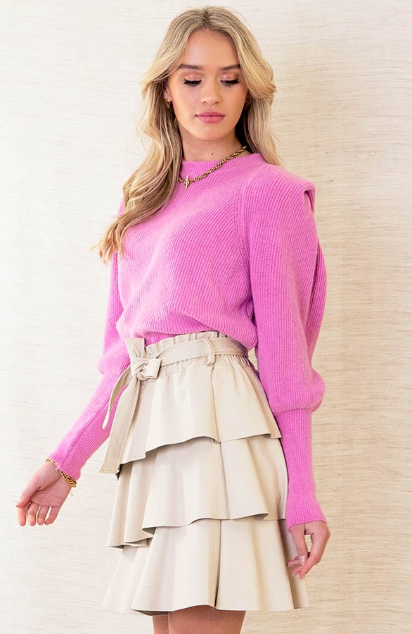 Gebreide Trui Met Schouderdetails Liv Roze – shoparchief — foto 3