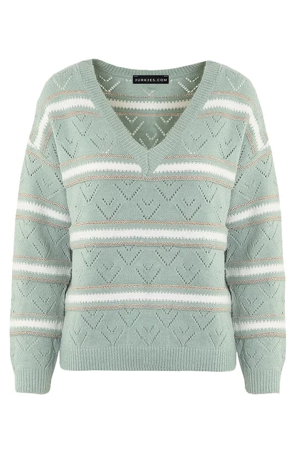 Gehaakte Patroon Lurex Trui Xanne Mint – shoparchief