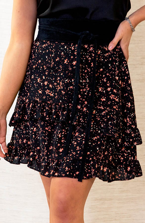 Laagjes Rok Met Print Chelsey Roze – shoparchief