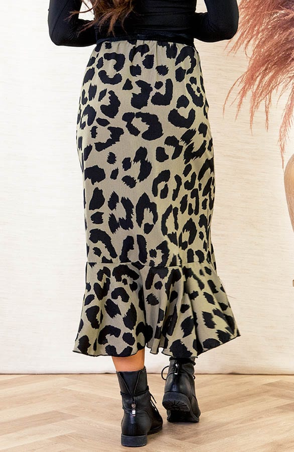 Midi Rok Leopard Nora Army – shoparchief — foto 3