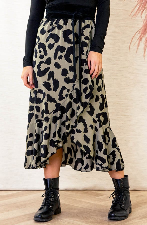 Midi Rok Leopard Nora Army – shoparchief