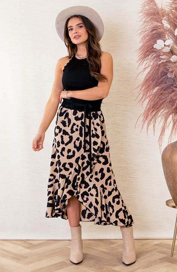 Midi Rok Leopard Nora Beige – shoparchief — foto 4