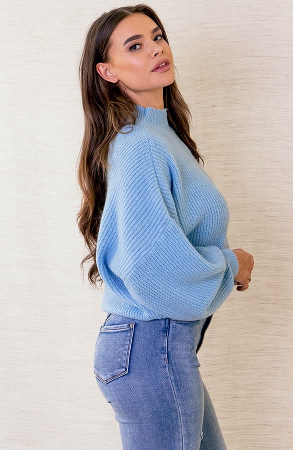 Oversized Gebreide Trui Leona Babyblauw – shoparchief — foto 2
