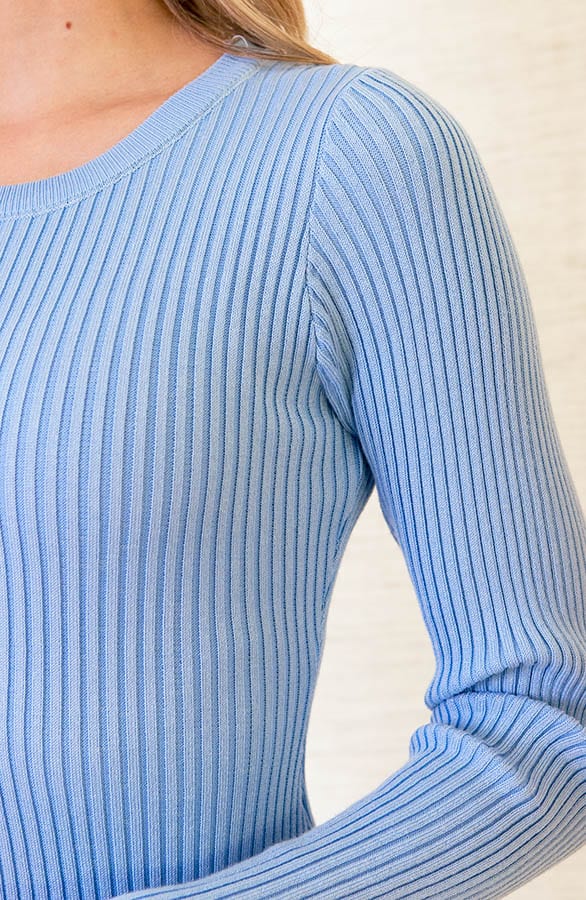Ribstof Jurk Met Split Kato Sky Blue – shoparchief — foto 5