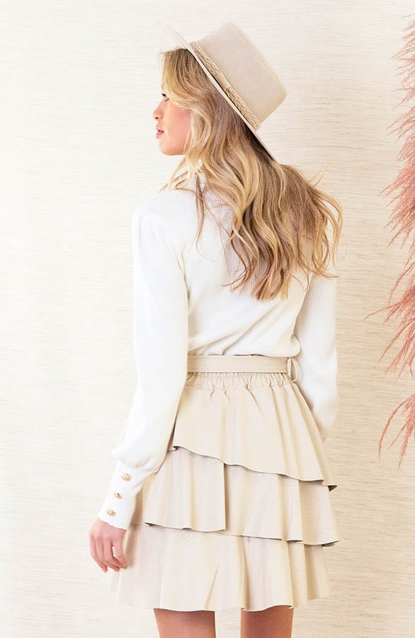 Ribstof Ruffle Top Yaell Ecru – shoparchief — foto 4