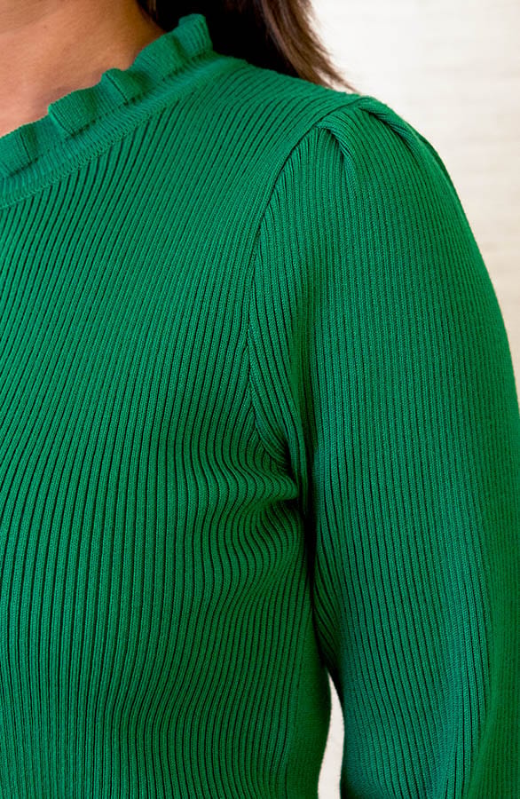 Ribstof Ruffle Top Yaell Groen – shoparchief — foto 5
