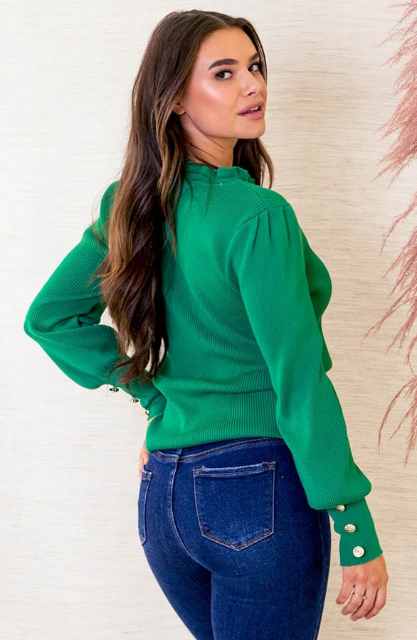 Ribstof Ruffle Top Yaell Groen – shoparchief — foto 4
