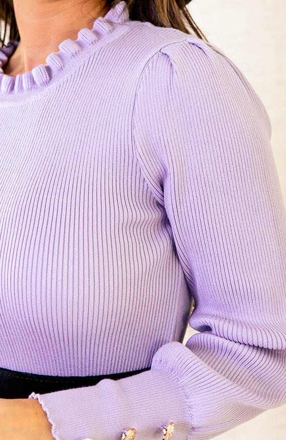 Ribstof Ruffle Top Yaell Lila – shoparchief — foto 5