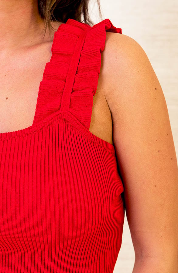 Ruffle Jurk Sophia Rood – shoparchief — foto 5