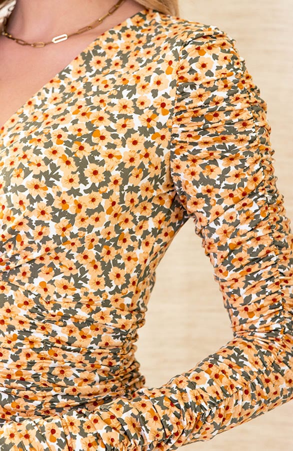 Smocked Bloemenprint Jurk Solange Geel – shoparchief — foto 5