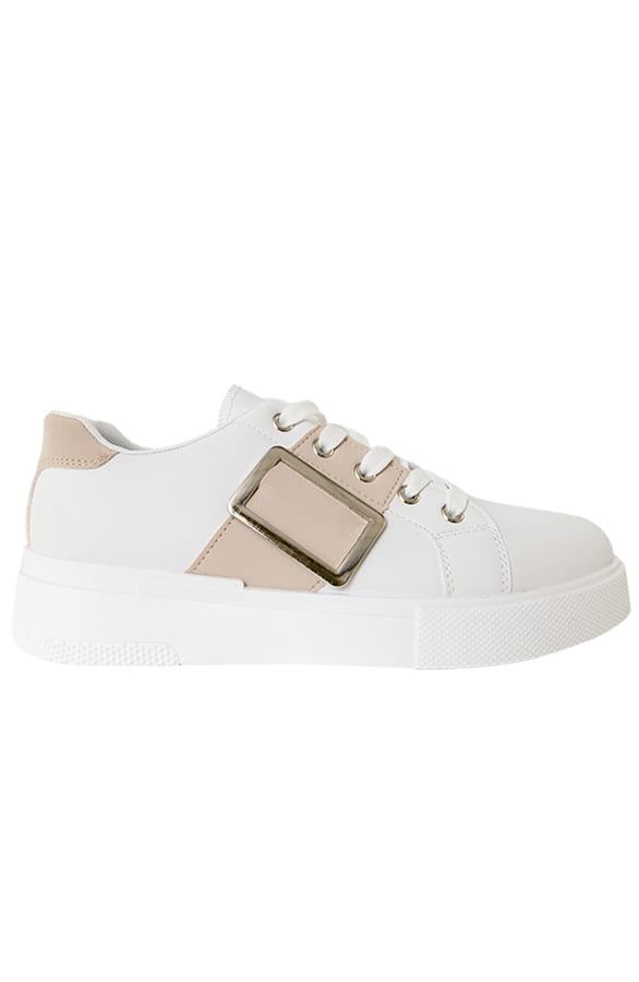 Strap Sneakers Maan Wit Beige – shoparchief