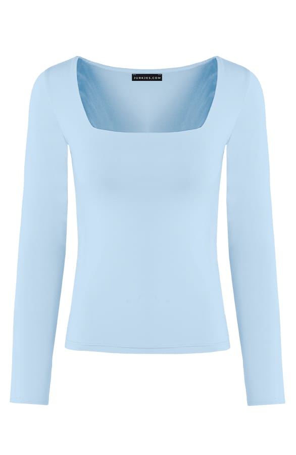 Vierkante Hals Longsleeve Jennifer Babyblauw – shoparchief