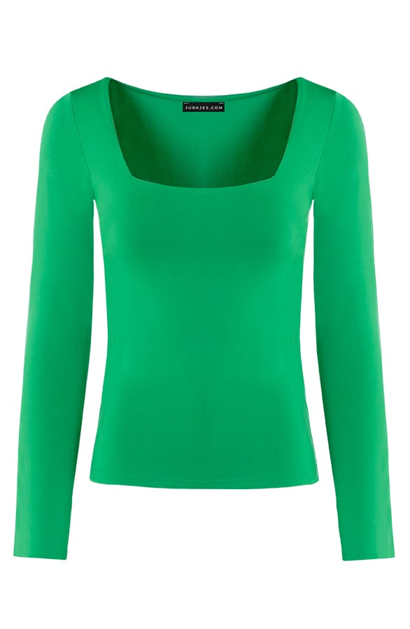 Vierkante Hals Longsleeve Jennifer Bright Green – shoparchief