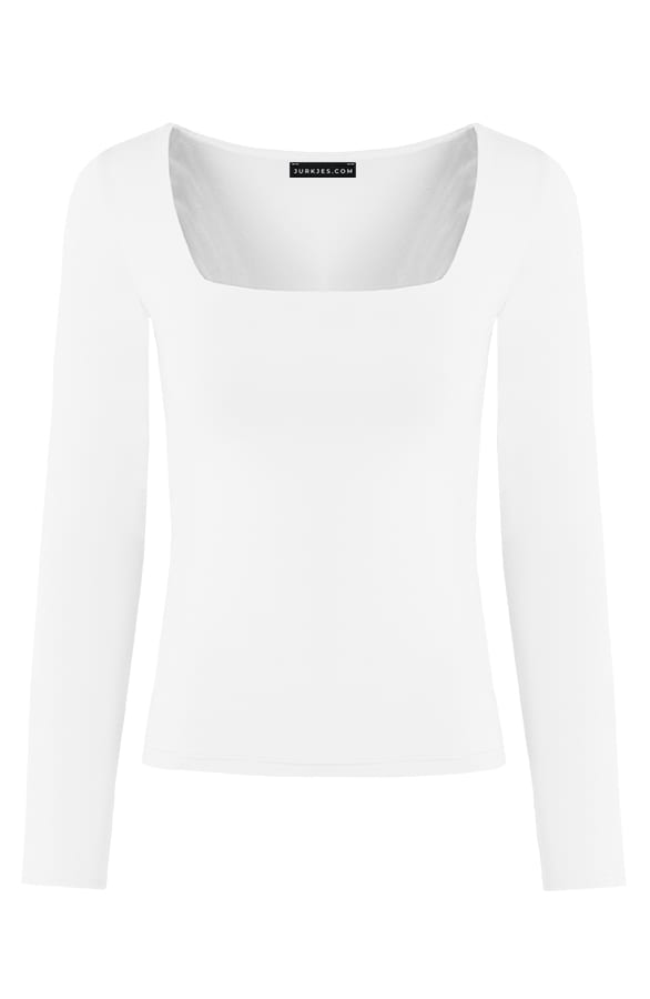 Vierkante Hals Longsleeve Jennifer Wit – shoparchief