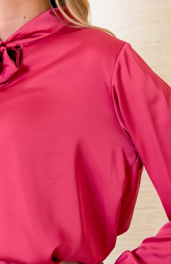 V-hals Zijden Blouse Casy Dust Roze – shoparchief — foto 5