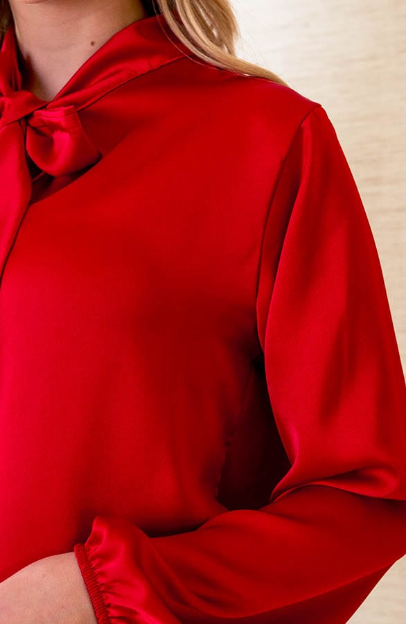 V-hals Zijden Blouse Casy Rood – shoparchief — foto 5