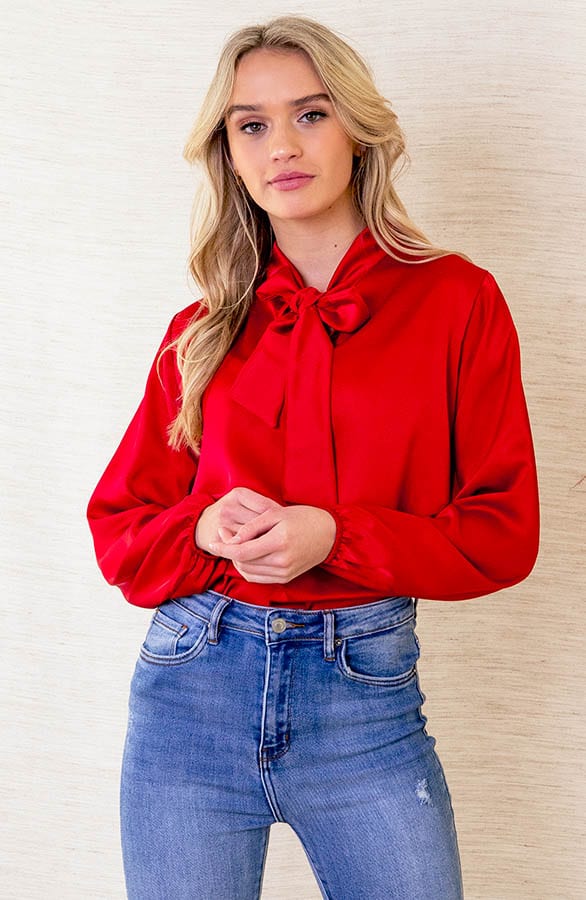 V-hals Zijden Blouse Casy Rood – shoparchief — foto 2