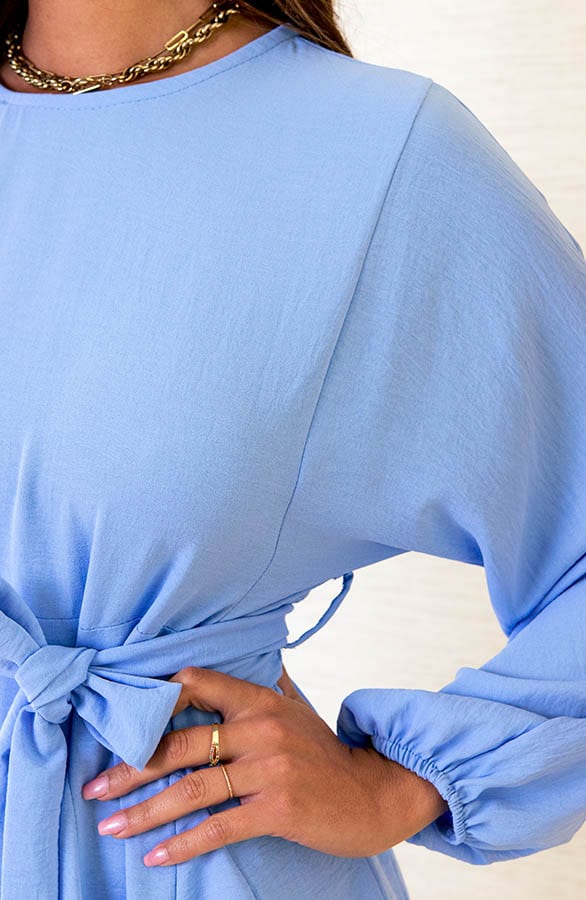 A-lijn Strik Jurk Mia Babyblauw – shoparchief — foto 5