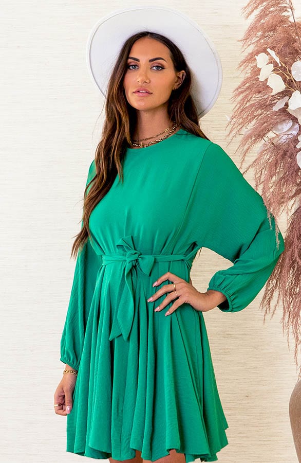 A-lijn Strik Jurk Mia Bright Green – shoparchief — foto 4