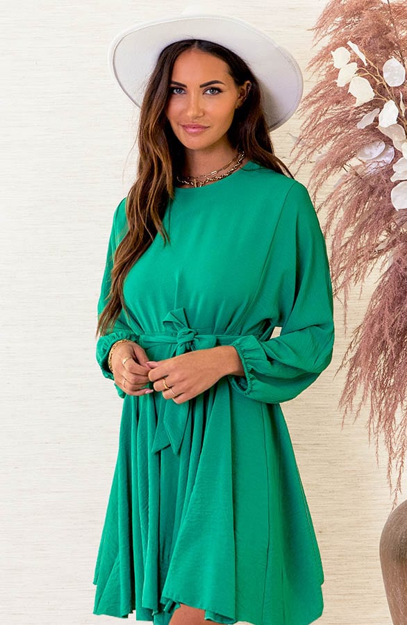 A-lijn Strik Jurk Mia Bright Green – shoparchief
